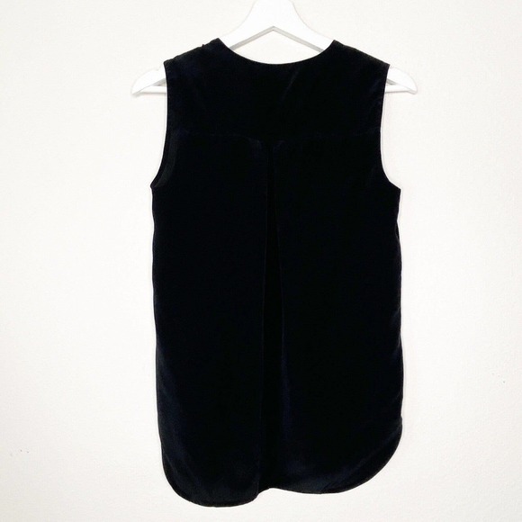 VINCE Silk Dye Cut Leather Strip Black Tank Sz XS - Picture 6 of 8